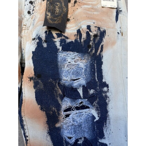 FWRD Paint Splatter Men’s Slim Fit Stretch Distressed Jeans Size 38x32 - Picture 5 of 13